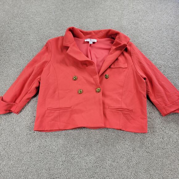 VTG Countess Luann Womens Cropped Blazer 1X Coral Double Breasted Notched Lapel - Picture 12 of 15